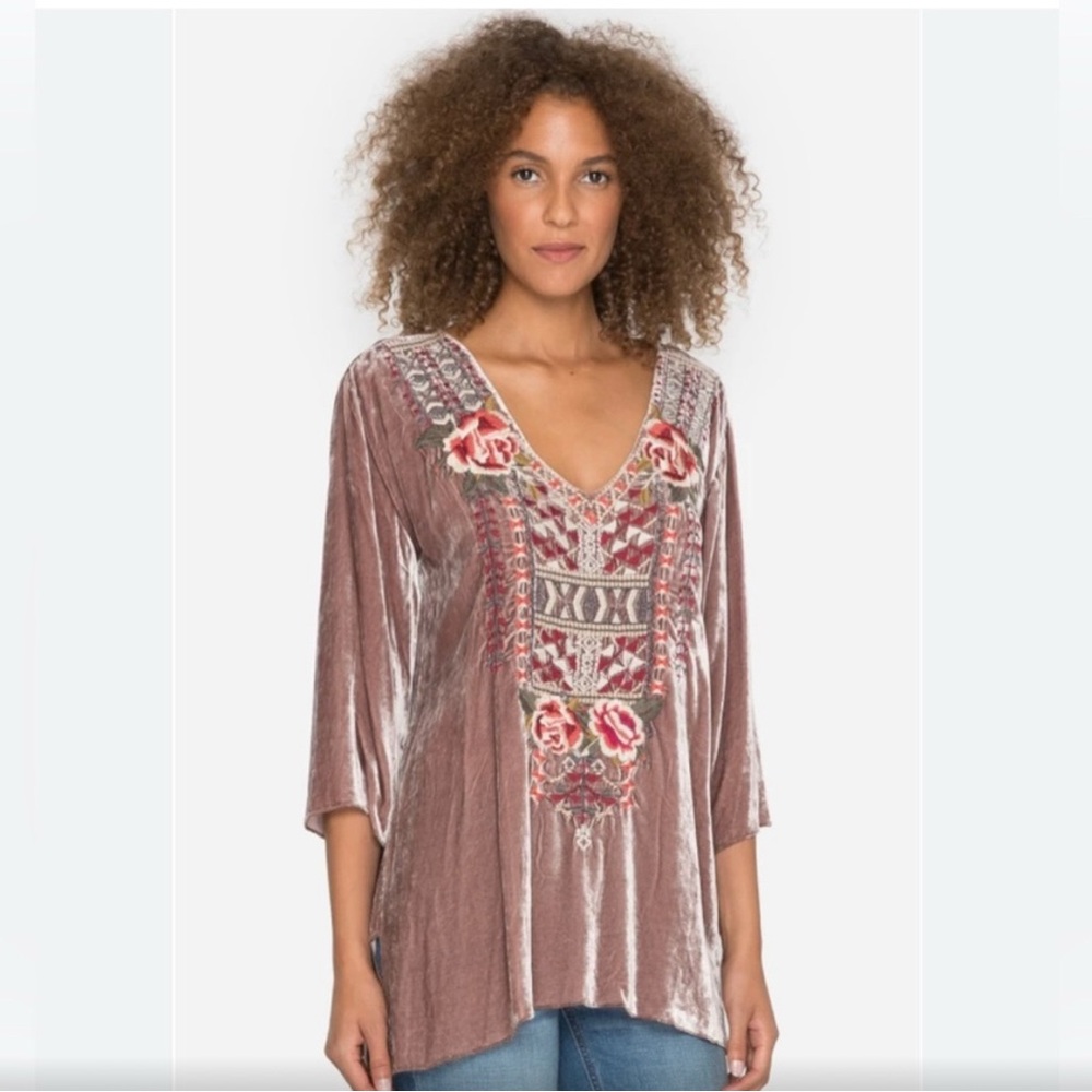 Johnny Was Pink Graphic Tunic with Boxy Relaxed Fit